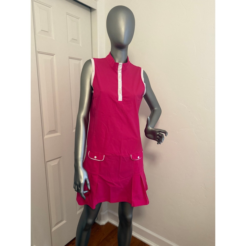 Kinona Mic Drop Golf Dress Pink Pleated Sleeveless M